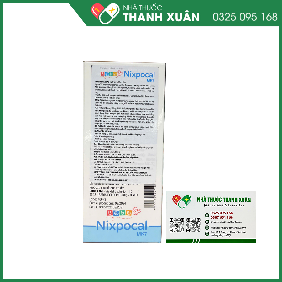 Nixpocal mk7 giúp hỗ trợ phát triển xương và răng ở trẻ nhỏ, giảm nguy cơ còi xương